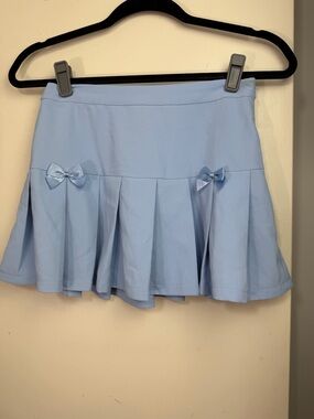 Sugar Thrillz X DollsKill Blue Bows Splendor In The Air Mini Skirt XS NWOT*Spot*
